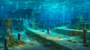 Illustration of ancient migration routes submerged beneath current ocean levels.