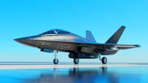 Illustration of the CA-1 Europa, an autonomous combat jet developed by Helsing.
