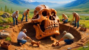 Illustration of the 1.8-million-year-old Homo erectus jawbone discovered in the Caucasus mountains.