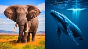 Illustration of a blue whale's tongue weighing as much as an African elephant.