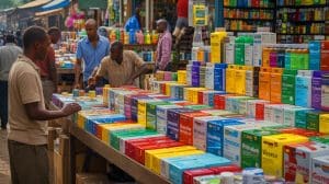 Illustration of the prevalence and impact of counterfeit medications in Africa.