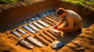 Illustration of a 30,000-year-old Stone Age toolkit discovered in the Czech Republic.