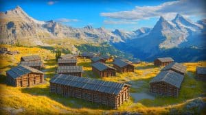 Illustration of a Roman military camp discovered high in the Swiss Alps.