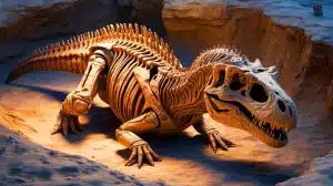 Illustration of exceptionally preserved Edmontosaurus mummies revealing detailed insights into the dinosaur's appearance.