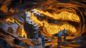Illustration of the newly discovered supergiant gold deposit beneath China's Wangu gold field in Hunan province.