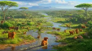 Illustration of Northern Africa's Rainy Climate During Early Human Evolution.