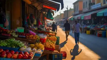 Illustration of Maroua's empty markets during the "ghost town" protest initiated by opposition leader Issa Tchiroma Bakary.