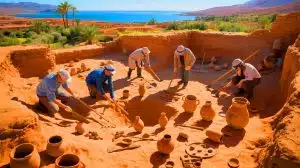 Illustration of the archaeological site at Kach Kouch, Morocco, where ancient settlements were discovered.