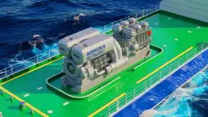 Illustration of the world's first commercial ammonia-powered ship engine developed by Japan Engine Corporation.