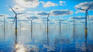 Illustration of the North Sea's potential for clean hydrogen production through offshore wind energy.