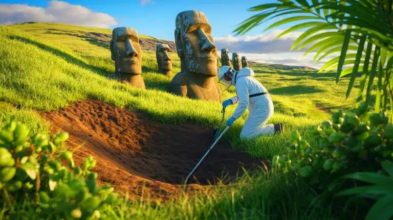 This Life-Saving Drug Discovered in Easter Island Soil Is Quietly Changing How Long You Live and Forcing Science to Rethink Aging Illustration of a scientific expedition uncovering rapamycin in Easter Island's soil.