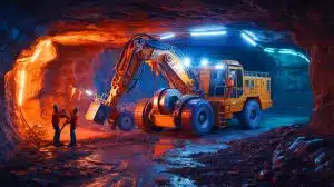 Illustration of Tharisa's transition from open pit to underground platinum group metals mining operations in South Africa.