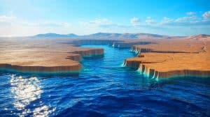 Illustration of the ongoing widening of the Gulf of Suez rift between the African and Arabian tectonic plates.
