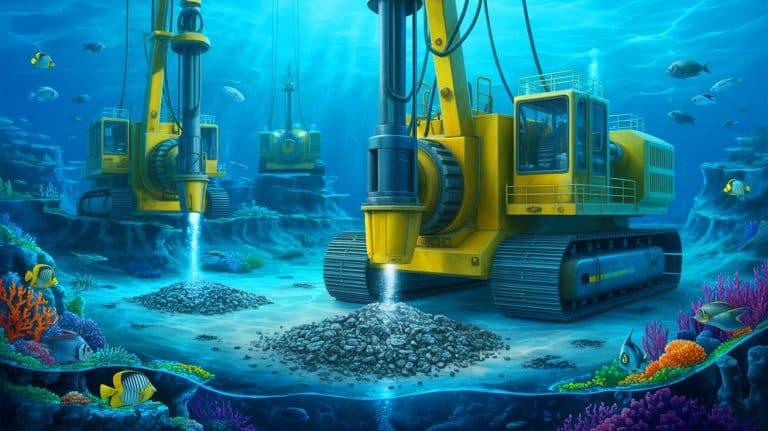 Deep-Sea Mining Waste Threatens Ocean Life More Than Expected, Revealing Dire Environmental and Human Consequences Illustration of deep-sea mining operations impacting marine ecosystems in the ocean's twilight zone.