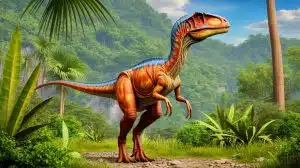Illustration of Wudingloong wui, an early long-necked dinosaur discovered in Yunnan, China.
