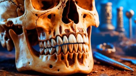 Illustration of the miliacin biomolecule embedded within the dental calculus of human teeth from the Ostriv burial.