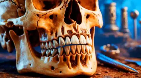 Illustration of the miliacin biomolecule embedded within the dental calculus of human teeth from the Ostriv burial.